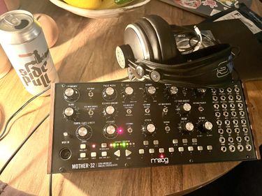 A moog synthesizer, the mother-32